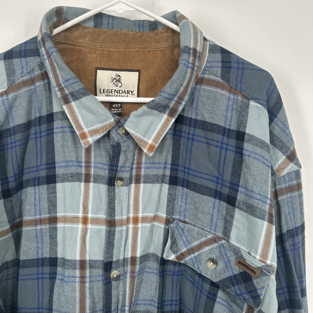 Legendary Whitetails Flannel Shirt Mens 4XT Plaid Outdoors Cotton Long Sleeve